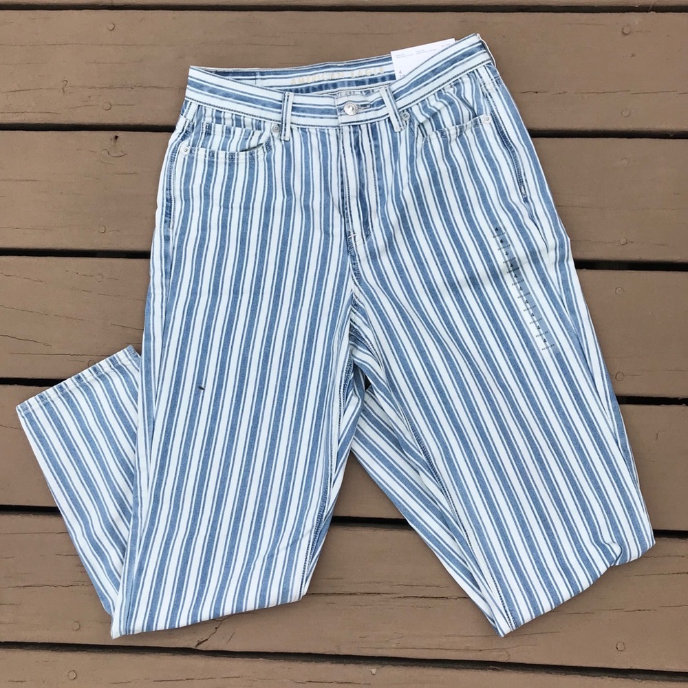 American Eagle striped mom jeans